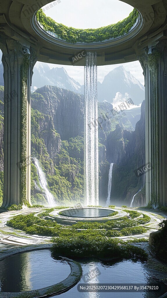 幻想的外星建筑與大窗戶