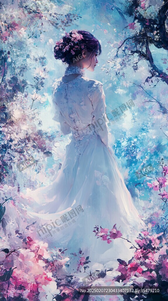 唯美意境少女插畫