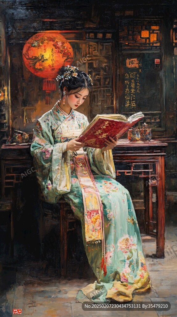 江南美女油畫