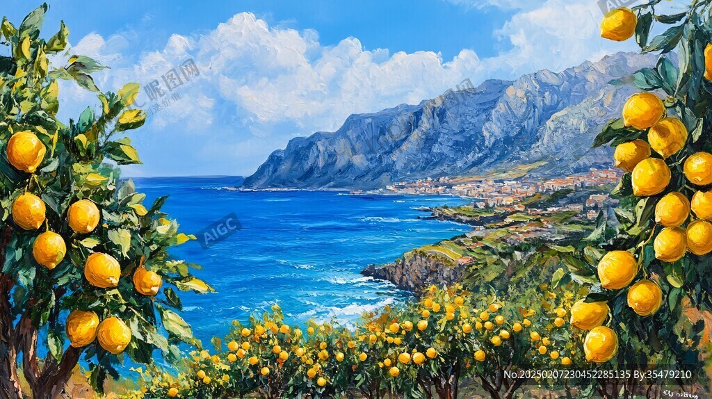 油畫地中海風(fēng)景畫