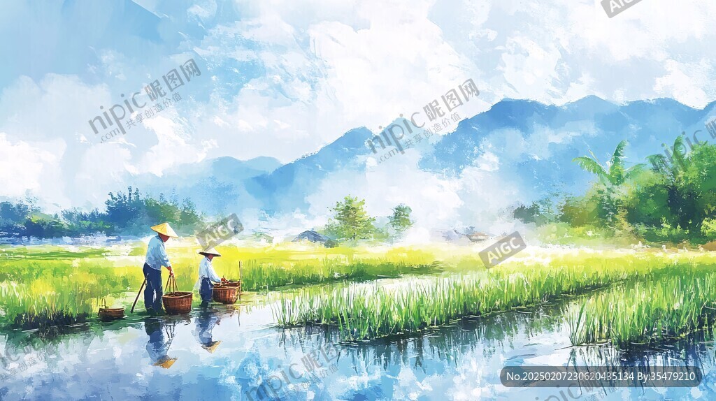 稻田養魚插畫