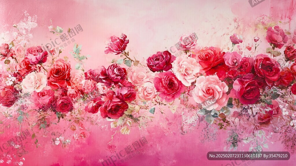 玫瑰花朵背景墻
