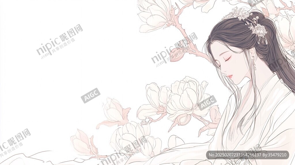 古風美人燕窩包裝插畫