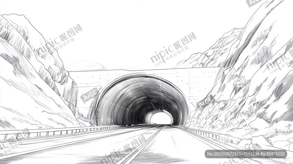 深中通道素描插畫
