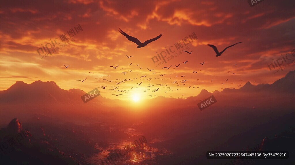 飛鳥遠(yuǎn)山太陽