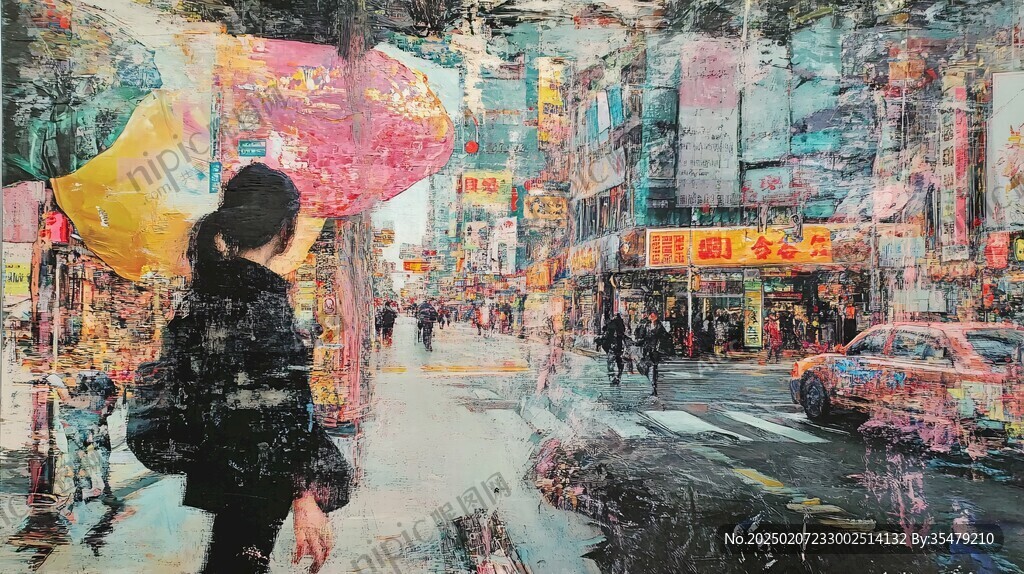 雨中人流
