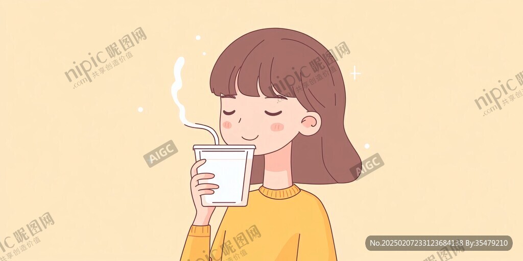 喝奶茶的女生