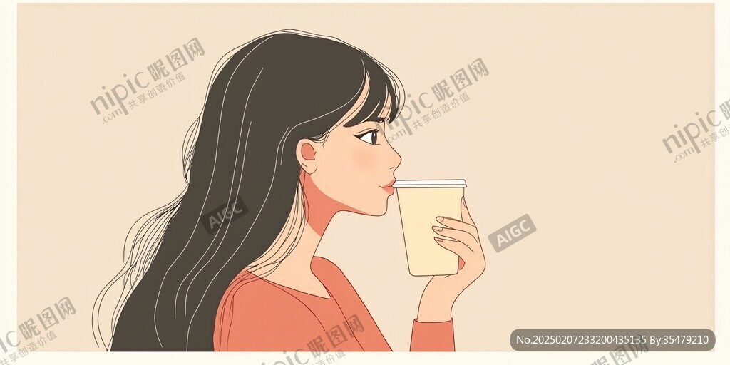 喝奶茶的女生