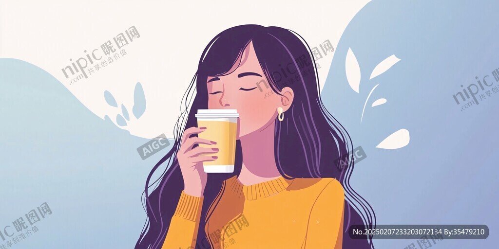 喝奶茶的女生