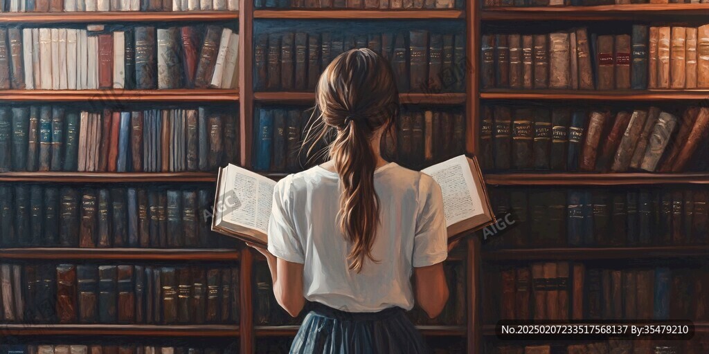 圖書館背影圖