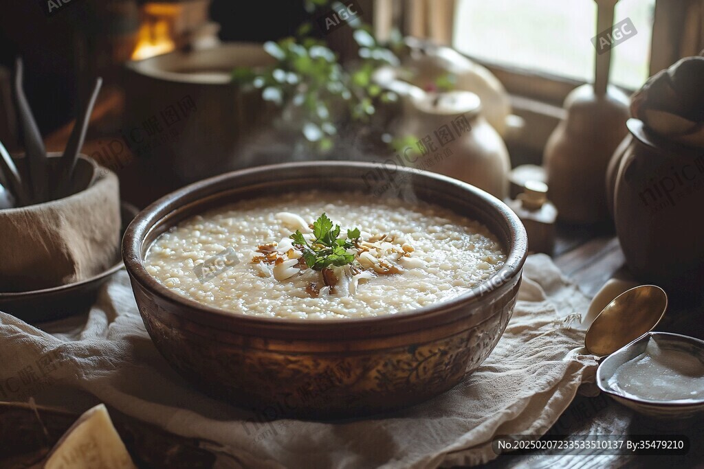 健康早餐美食小米粥湯