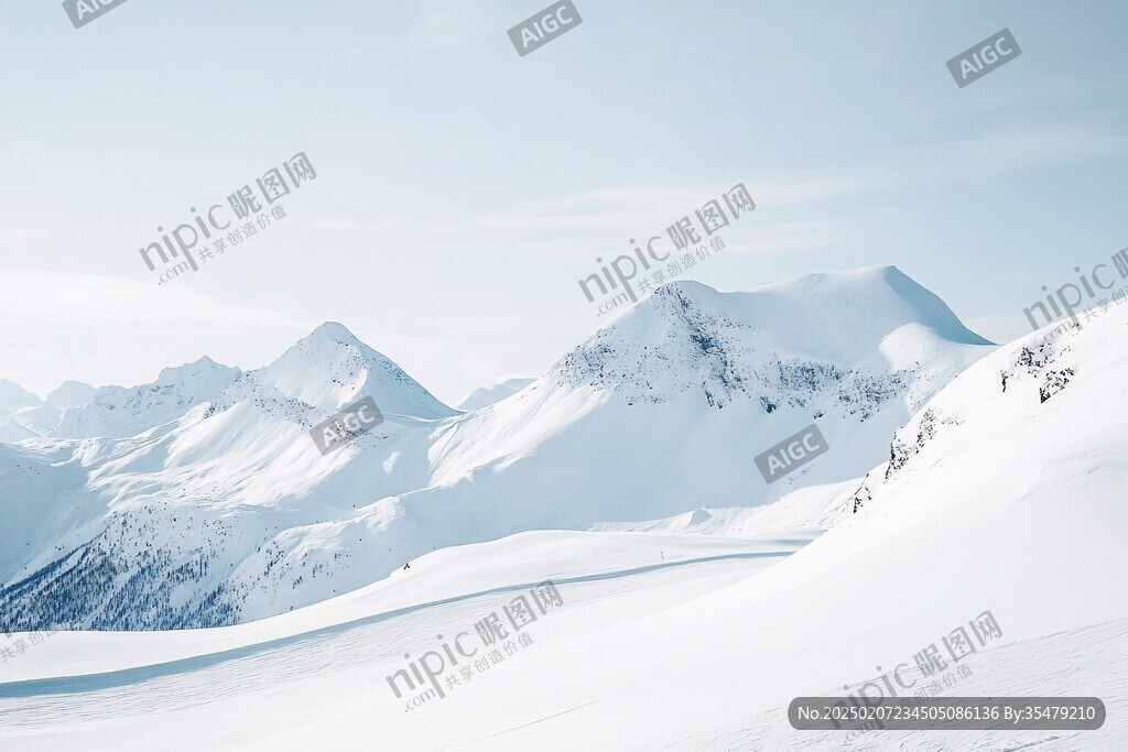 藍天白云雪山桌面壁紙