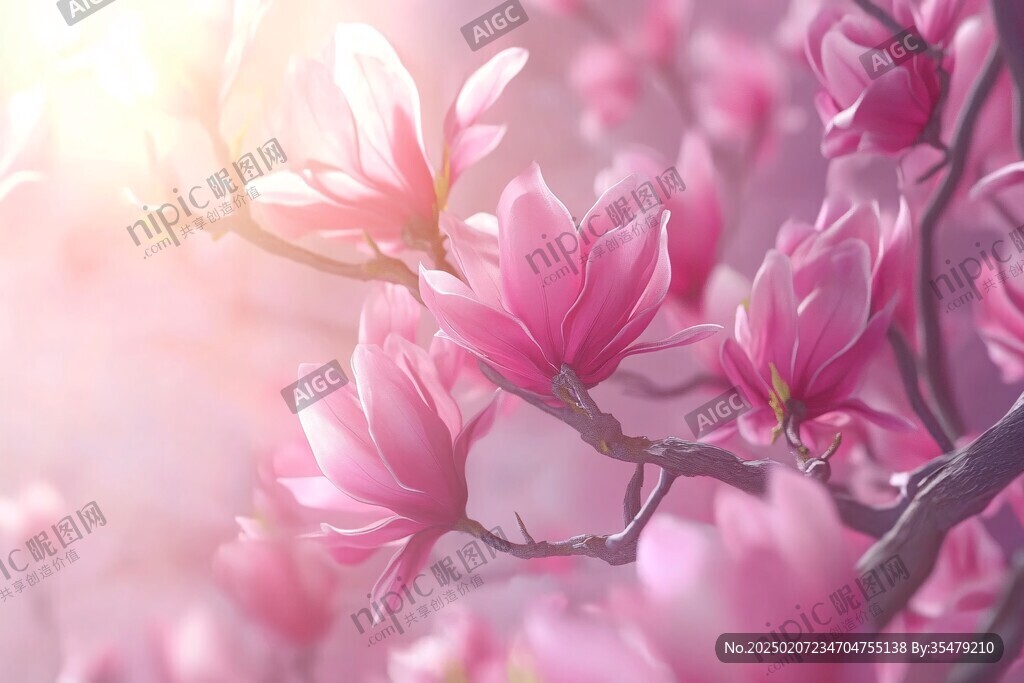 辛夷花插畫
