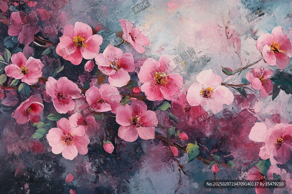 油畫桃花