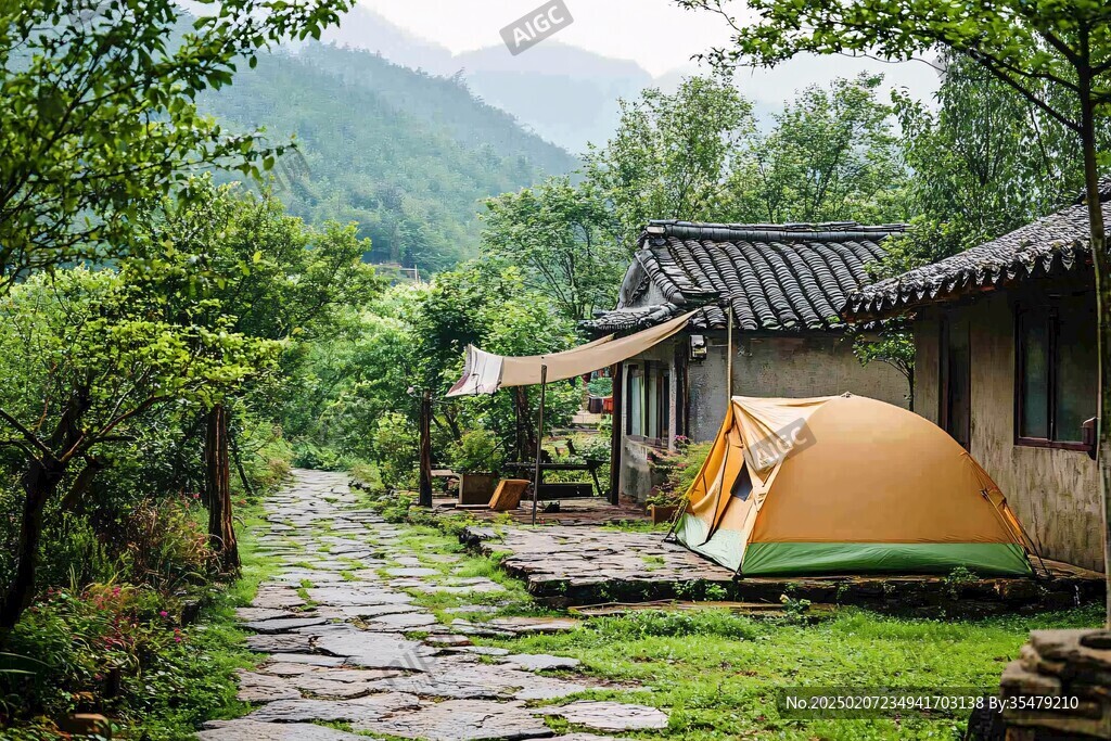 鄉(xiāng)村民宿踏青郊游露營