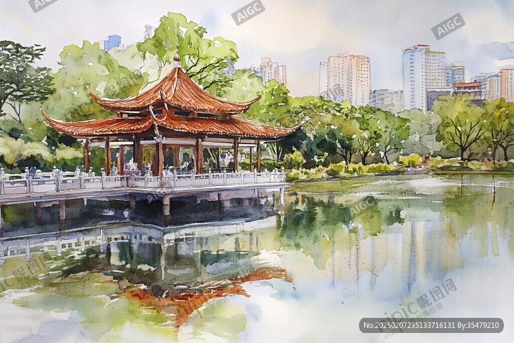廣西大學(xué)印象水彩插畫