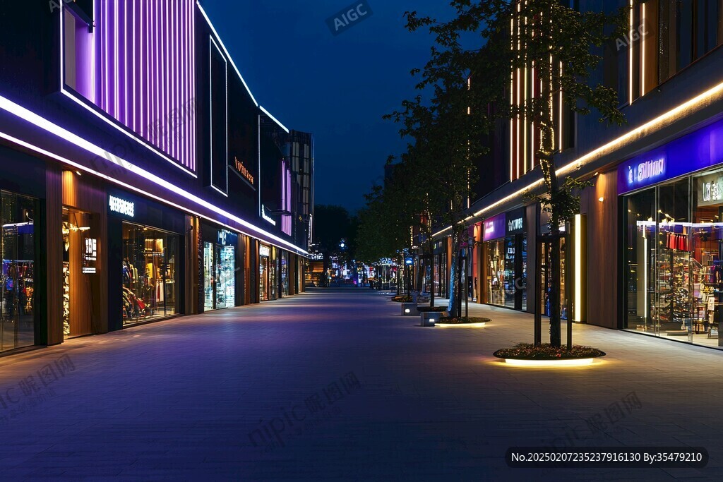 購(gòu)物城店鋪夜色夜景