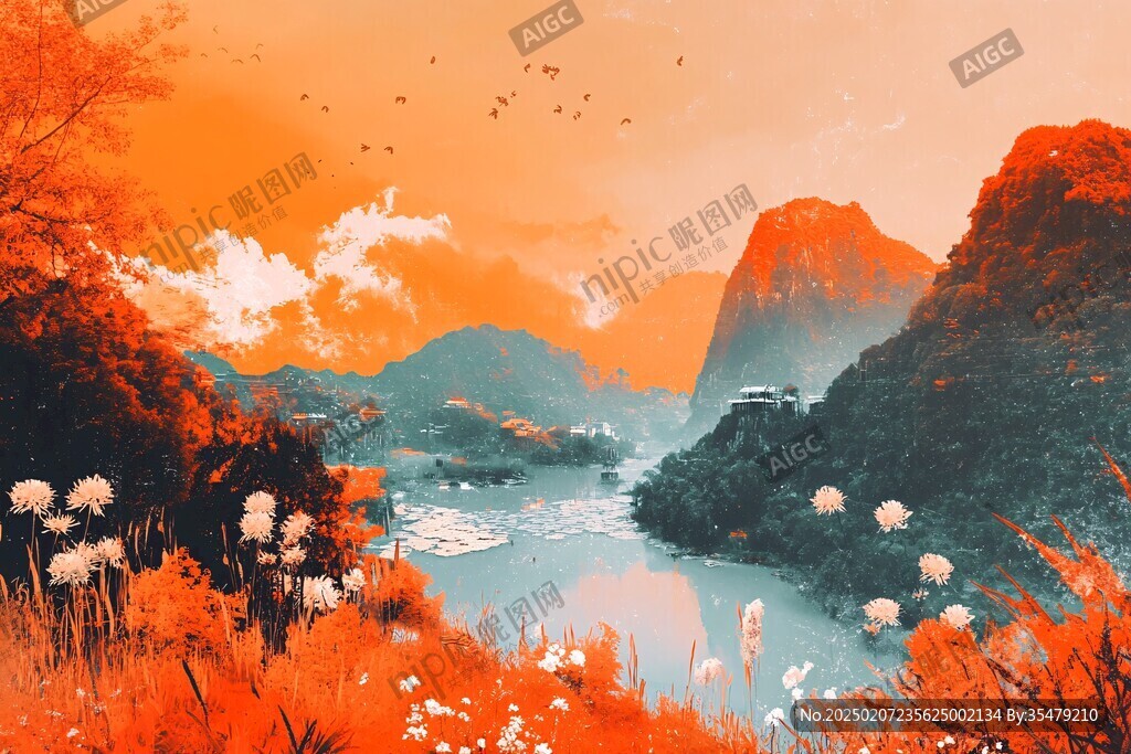 暖調(diào)山水風(fēng)景