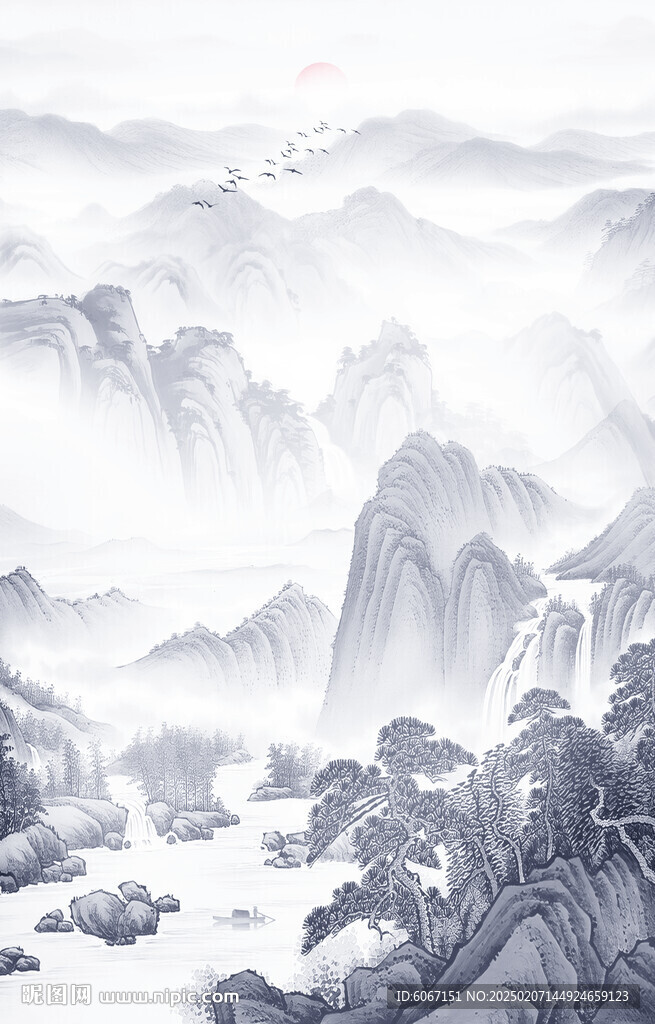 玄關水墨畫裝飾畫