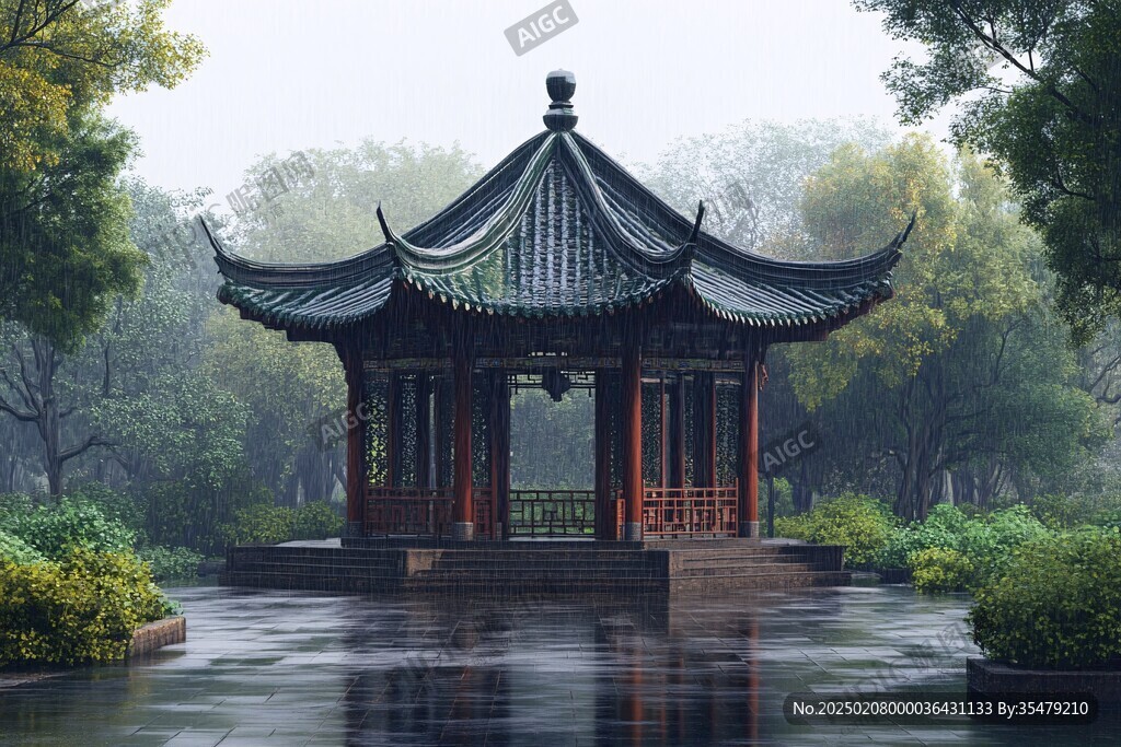 雨中延暉亭