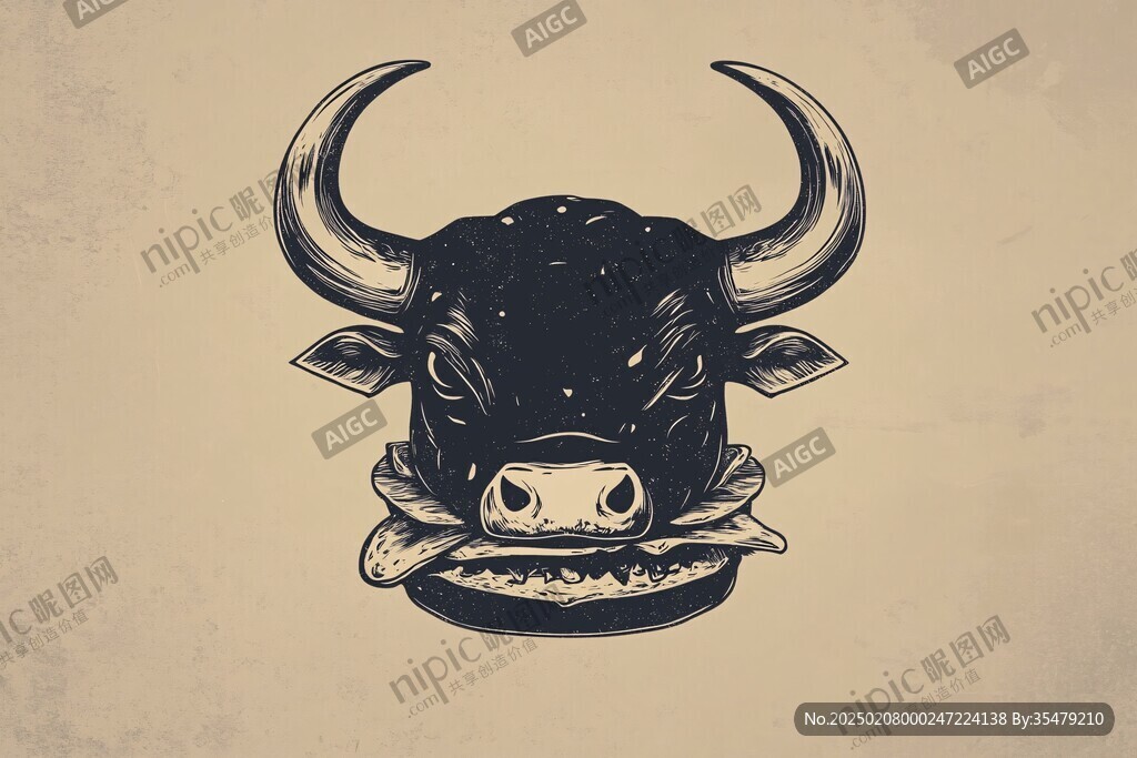 搖滾牛插畫