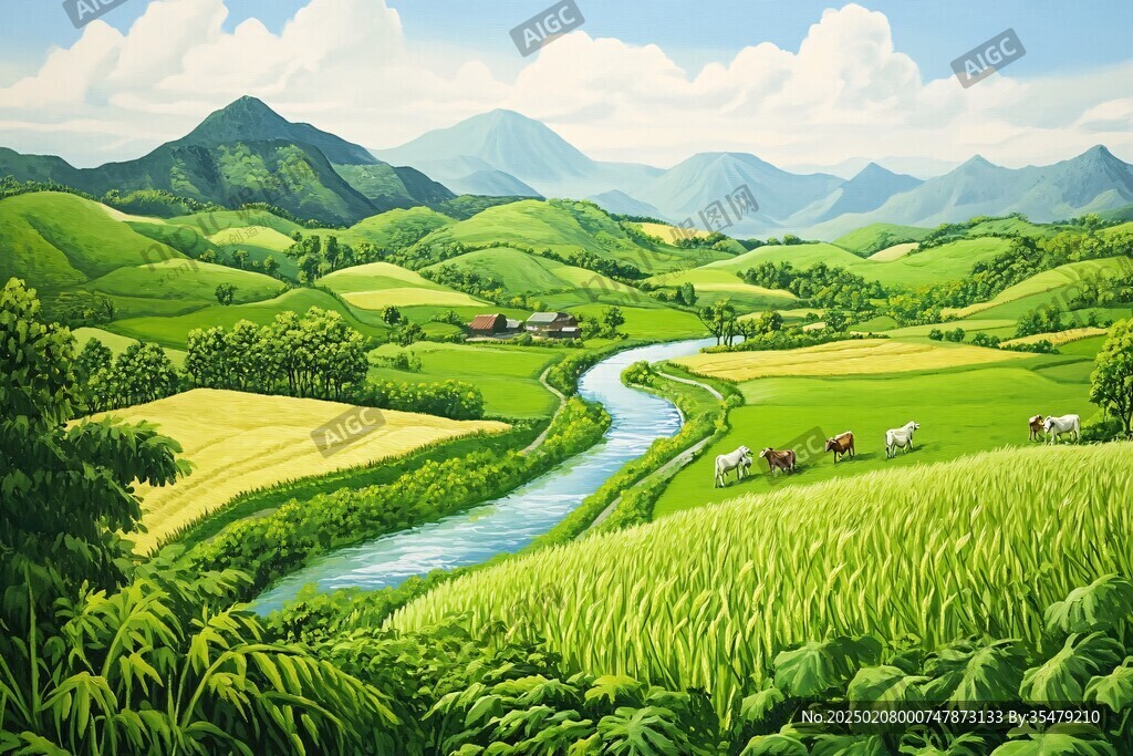 田园风光插画 田园风光插画