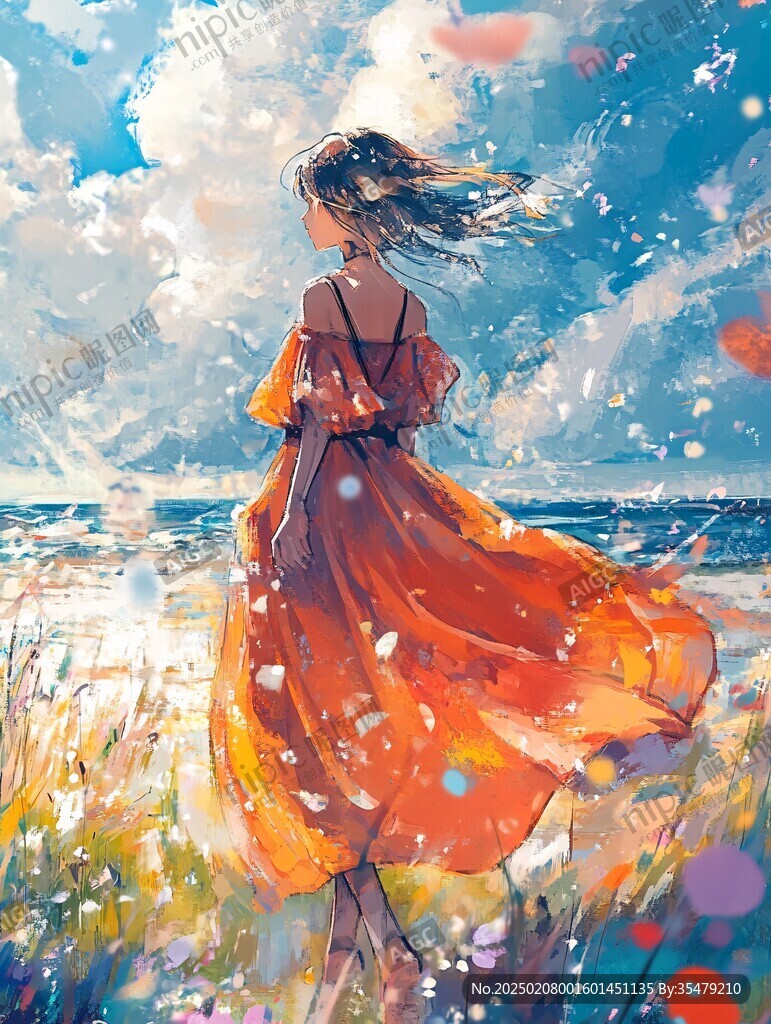 唯美意境少女插畫