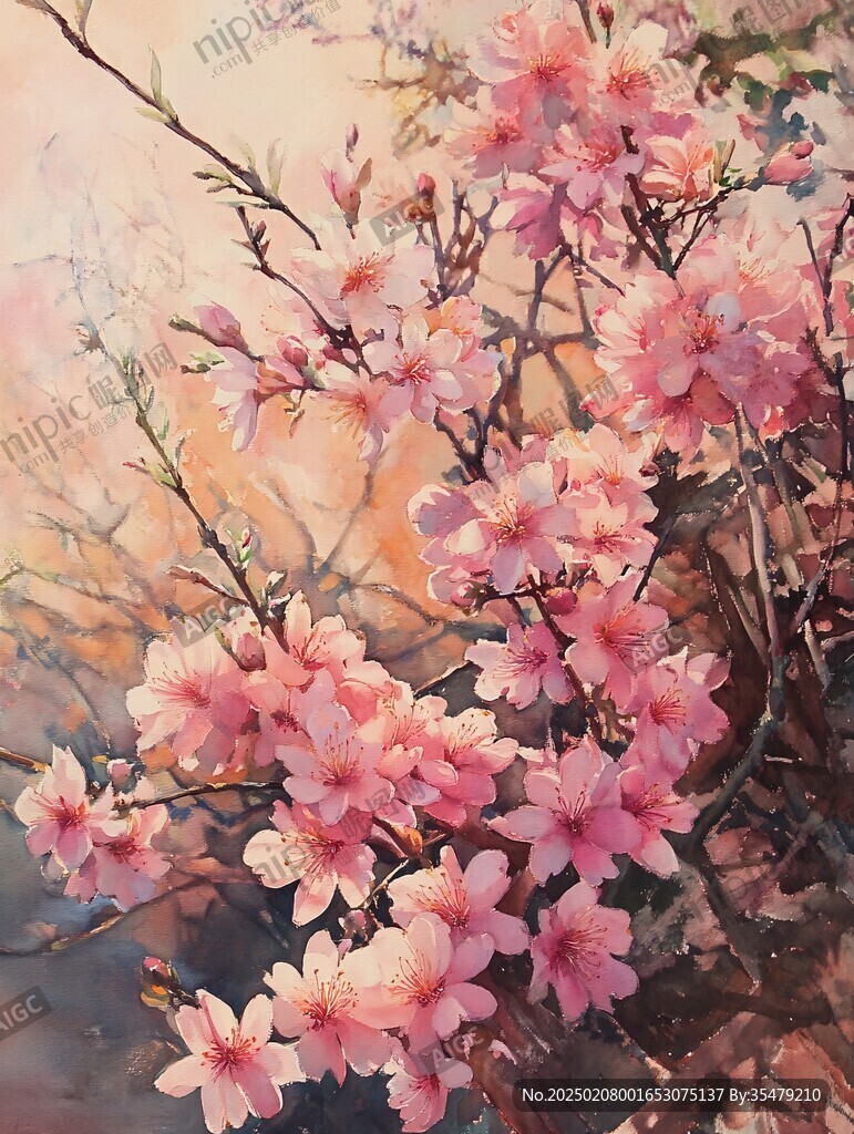 油畫桃花