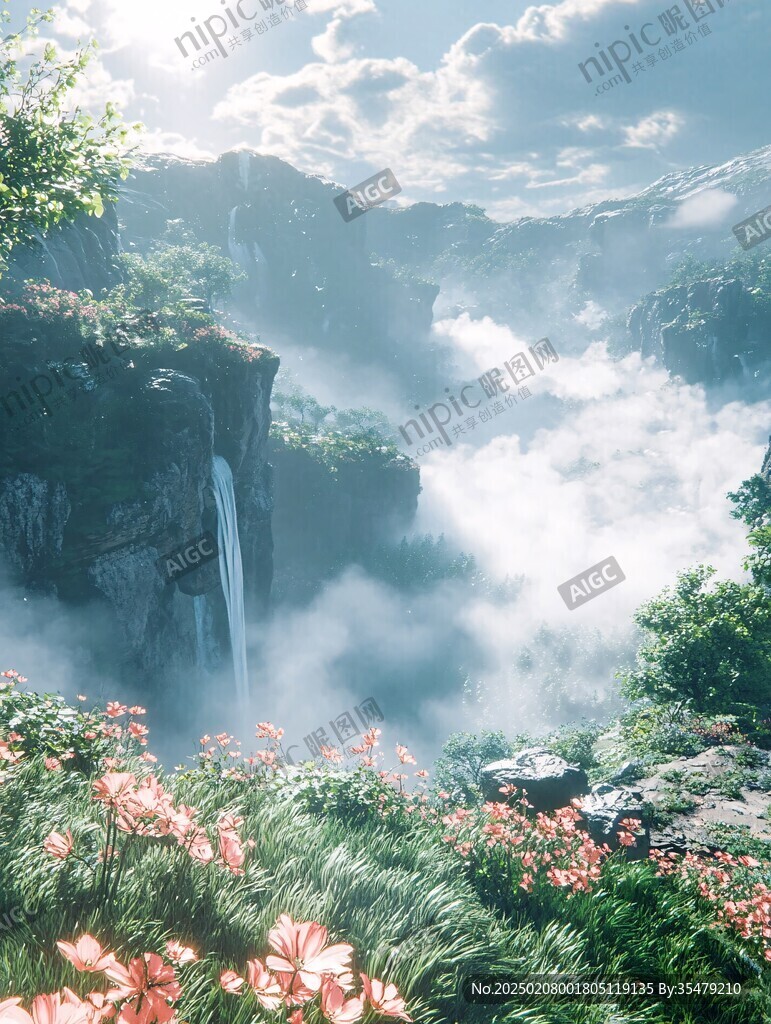 唯美風景山間流水