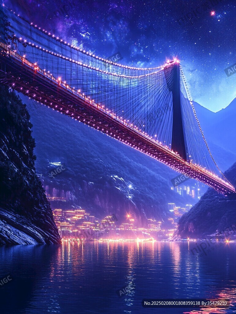 大橋夜景透視效果