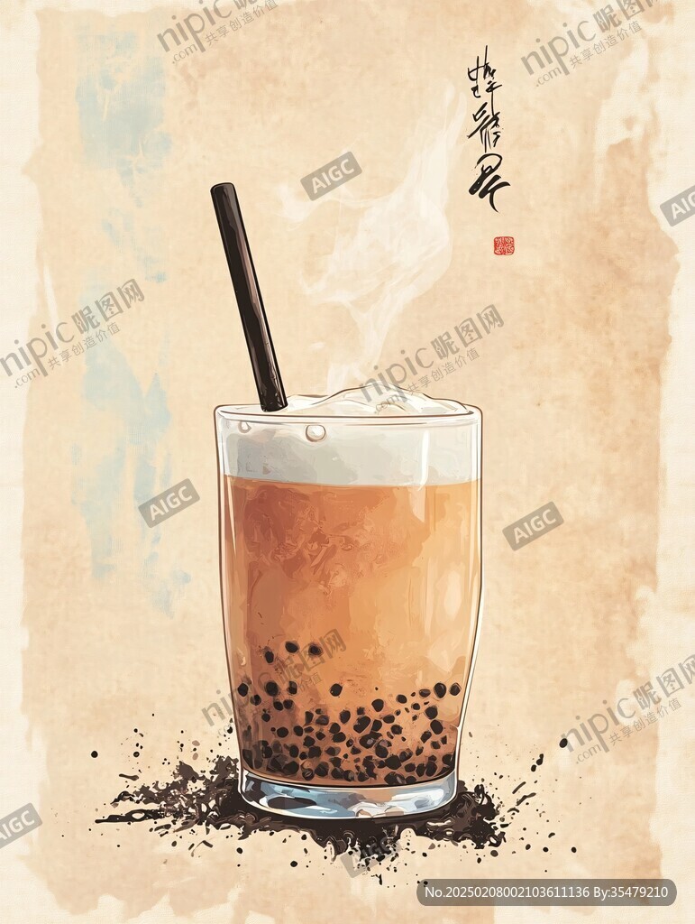 手繪珍珠奶茶