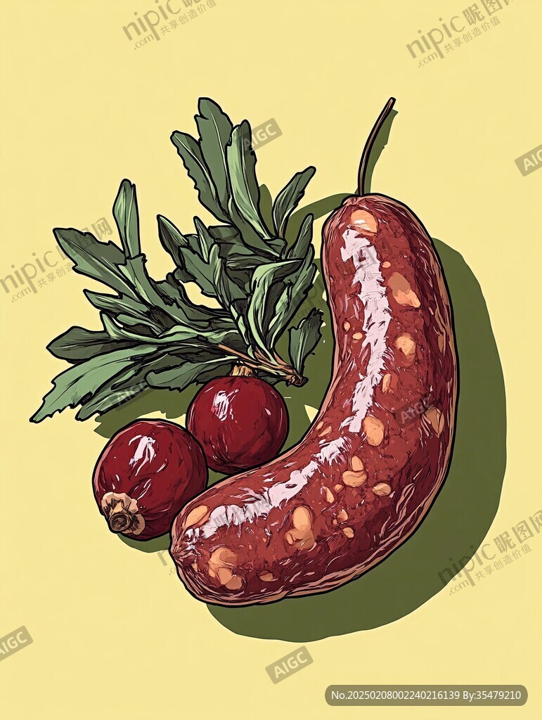 插畫烤腸