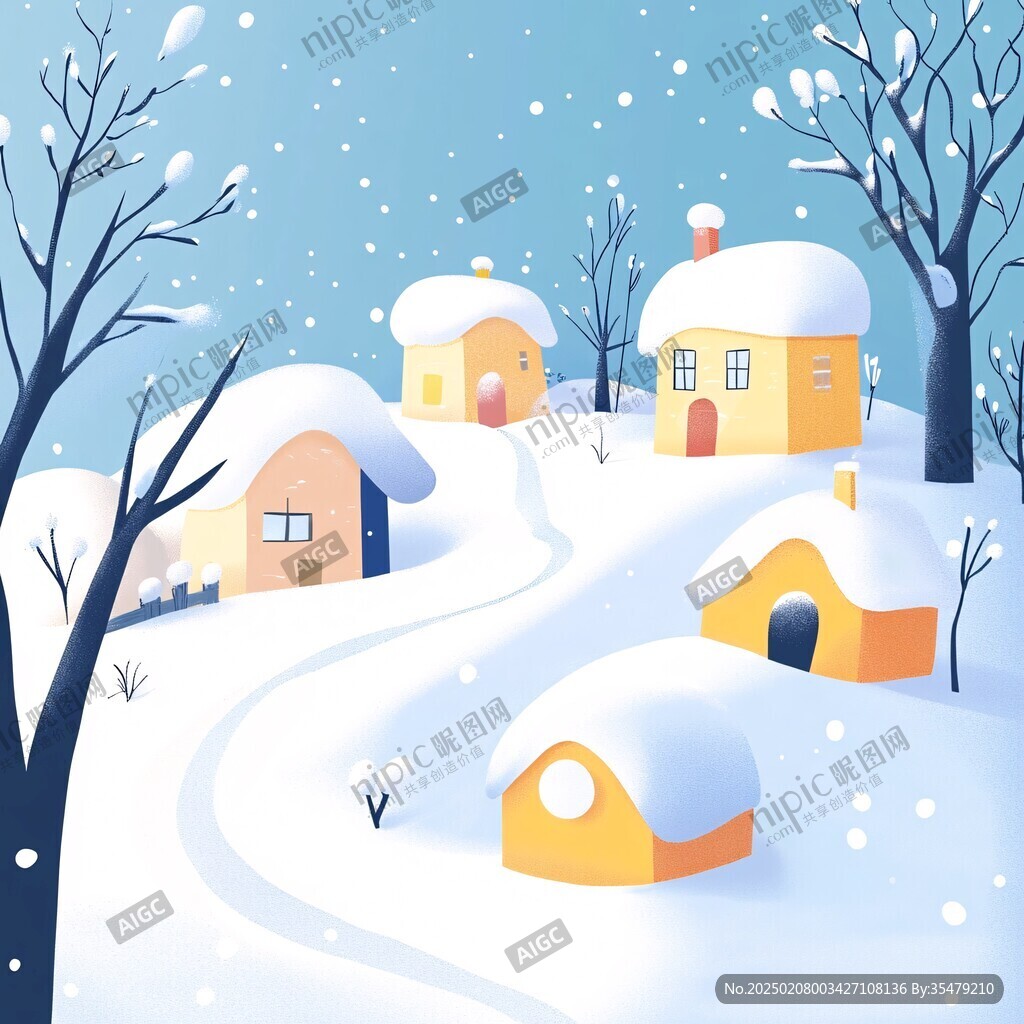 冬天雪屋積雪雪景