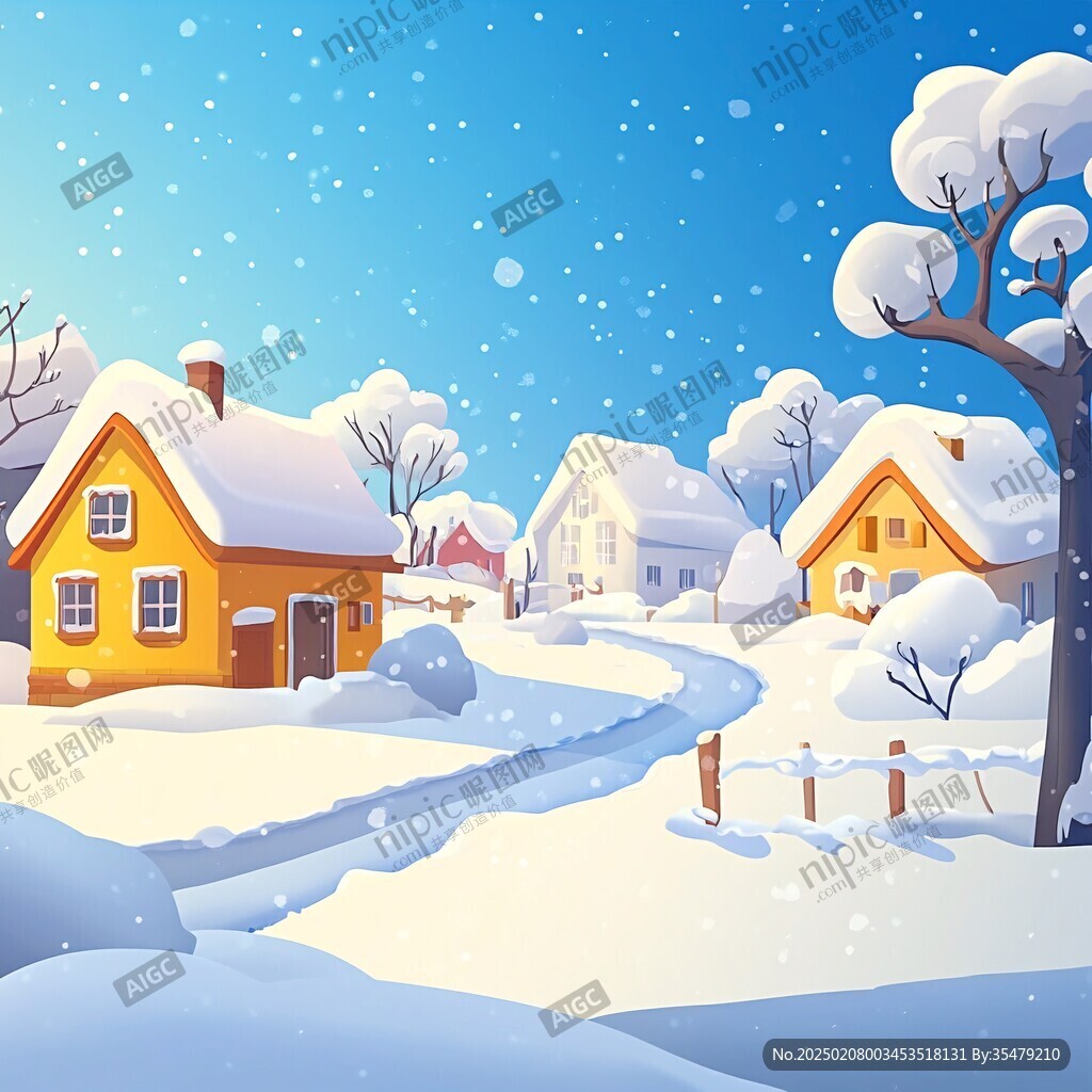 房屋街道圣誕節(jié)雪景