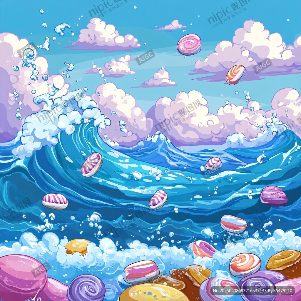 海浪云紋浪花背景