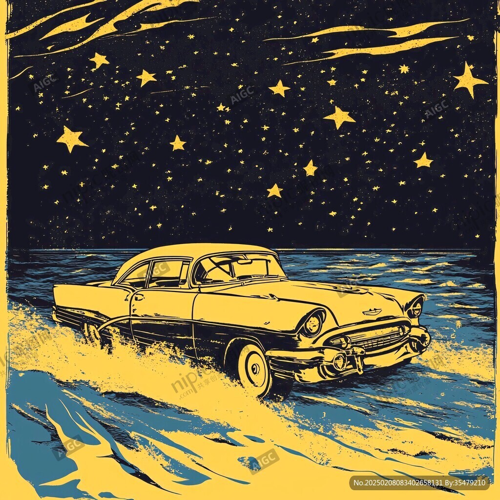 繁星下的汽車