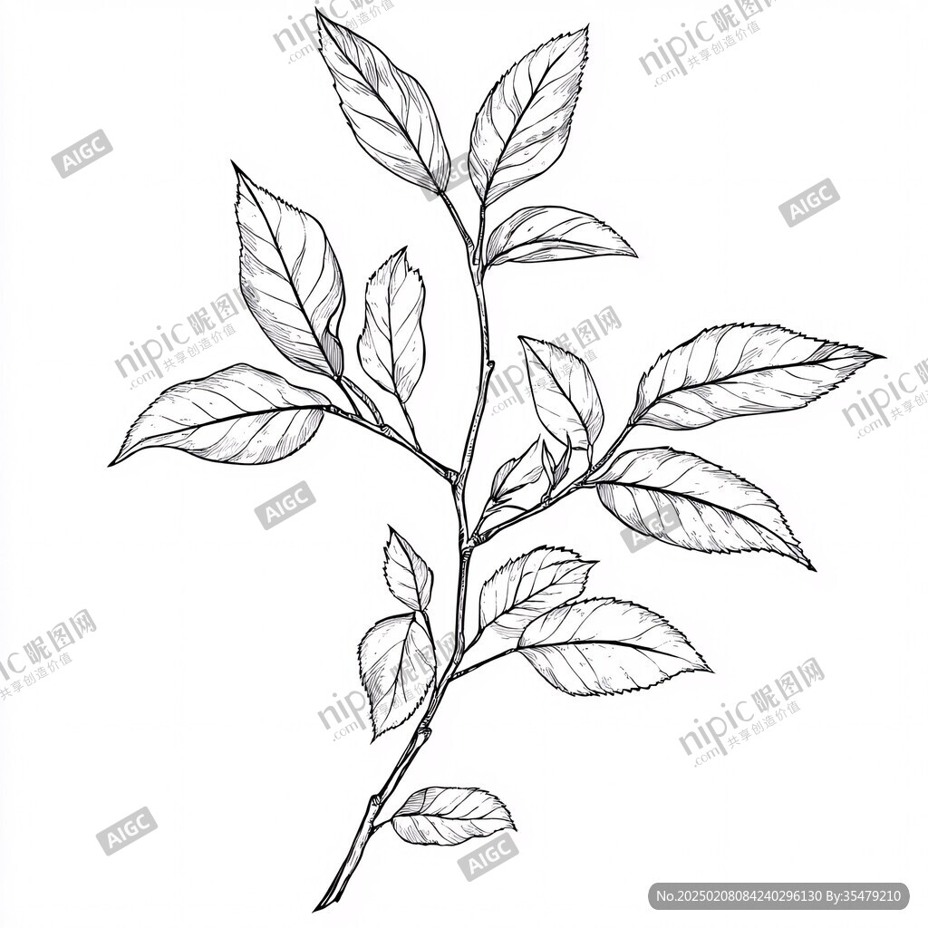 茶樹手繪線稿