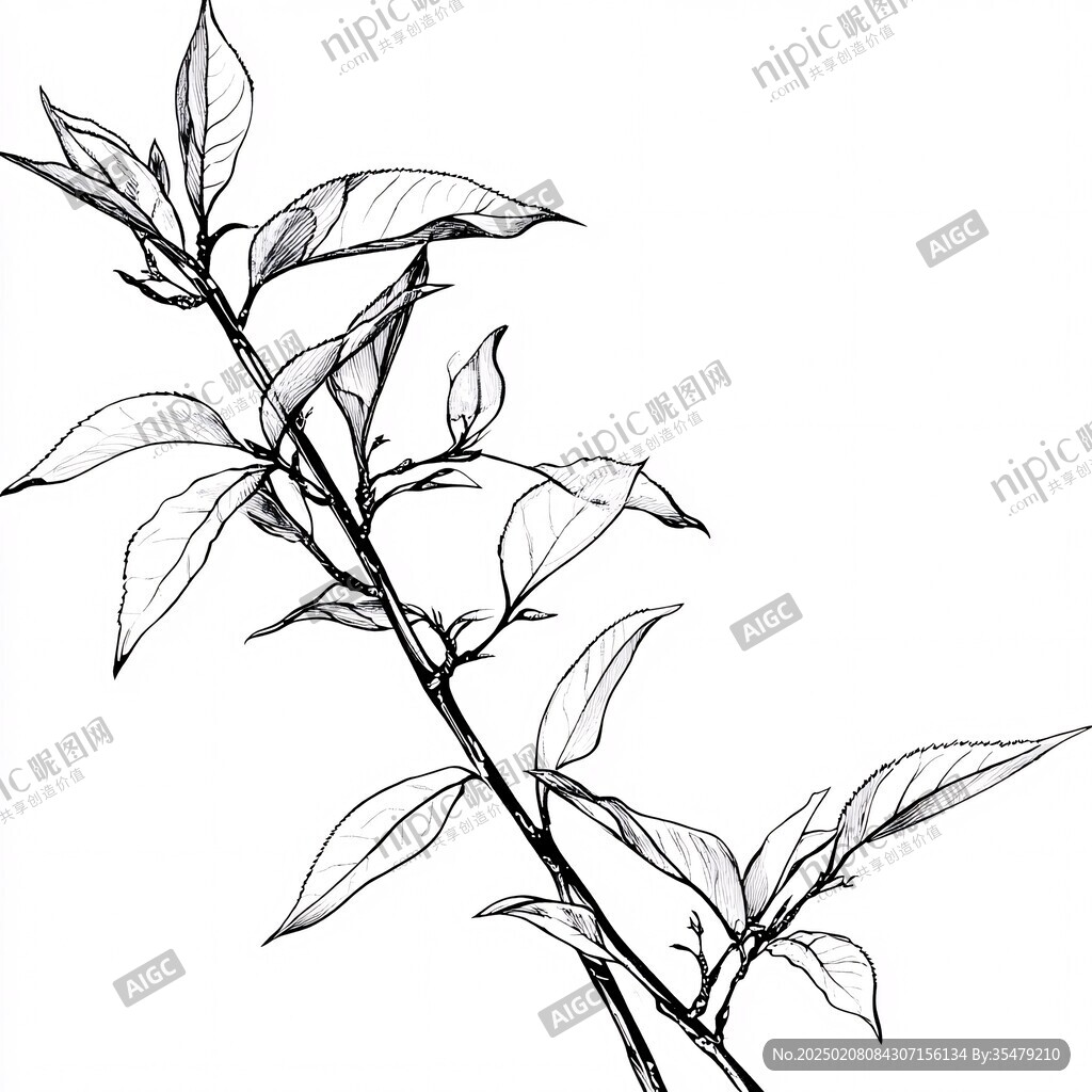 手繪桂花線稿
