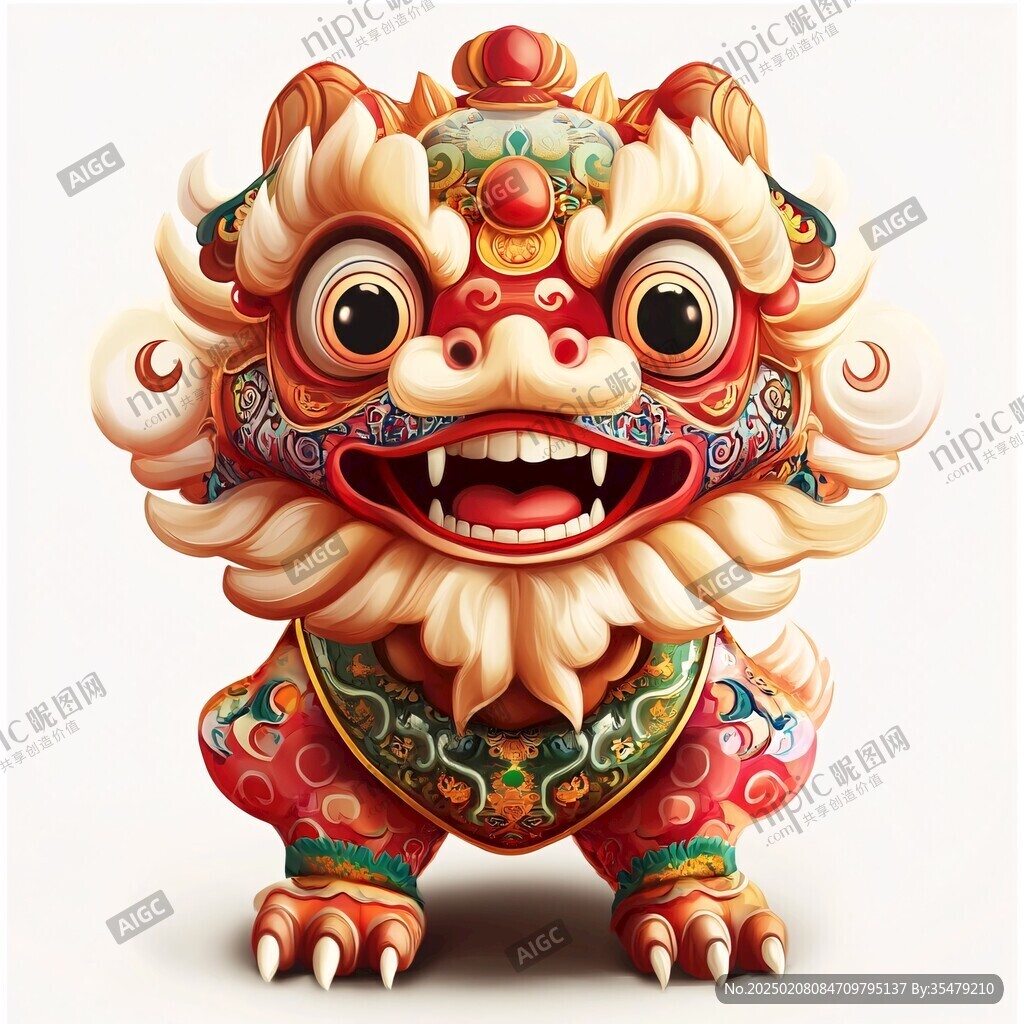 舞獅包裝插畫