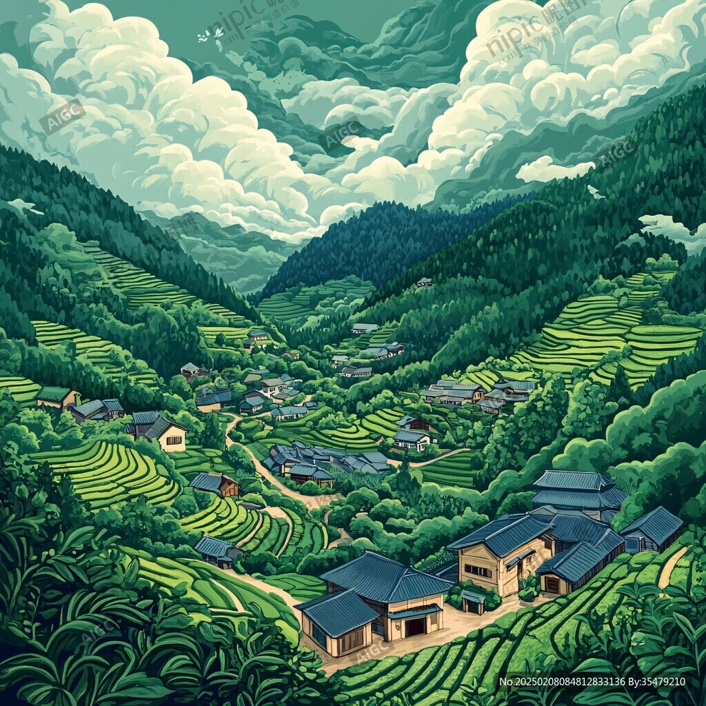 茶山插畫