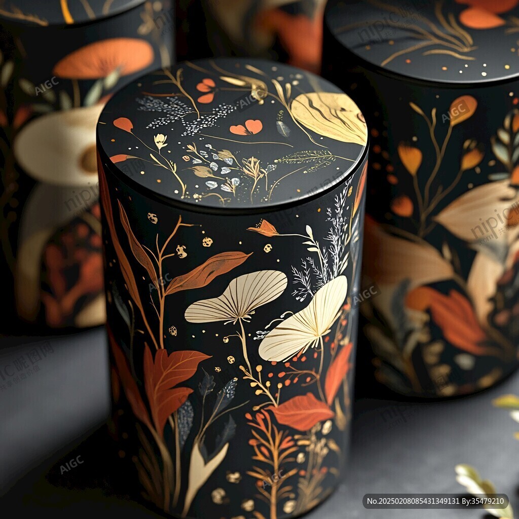 茶葉罐包裝插畫