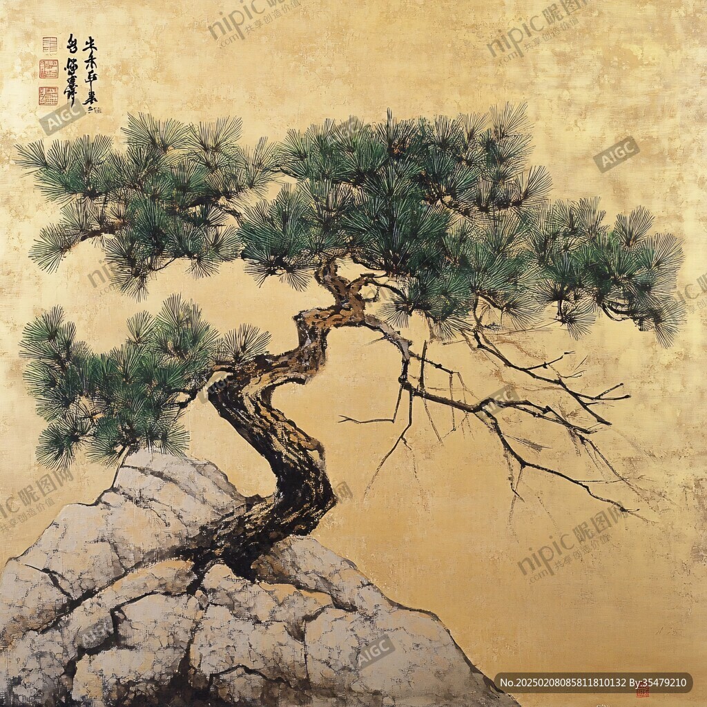 工筆古松