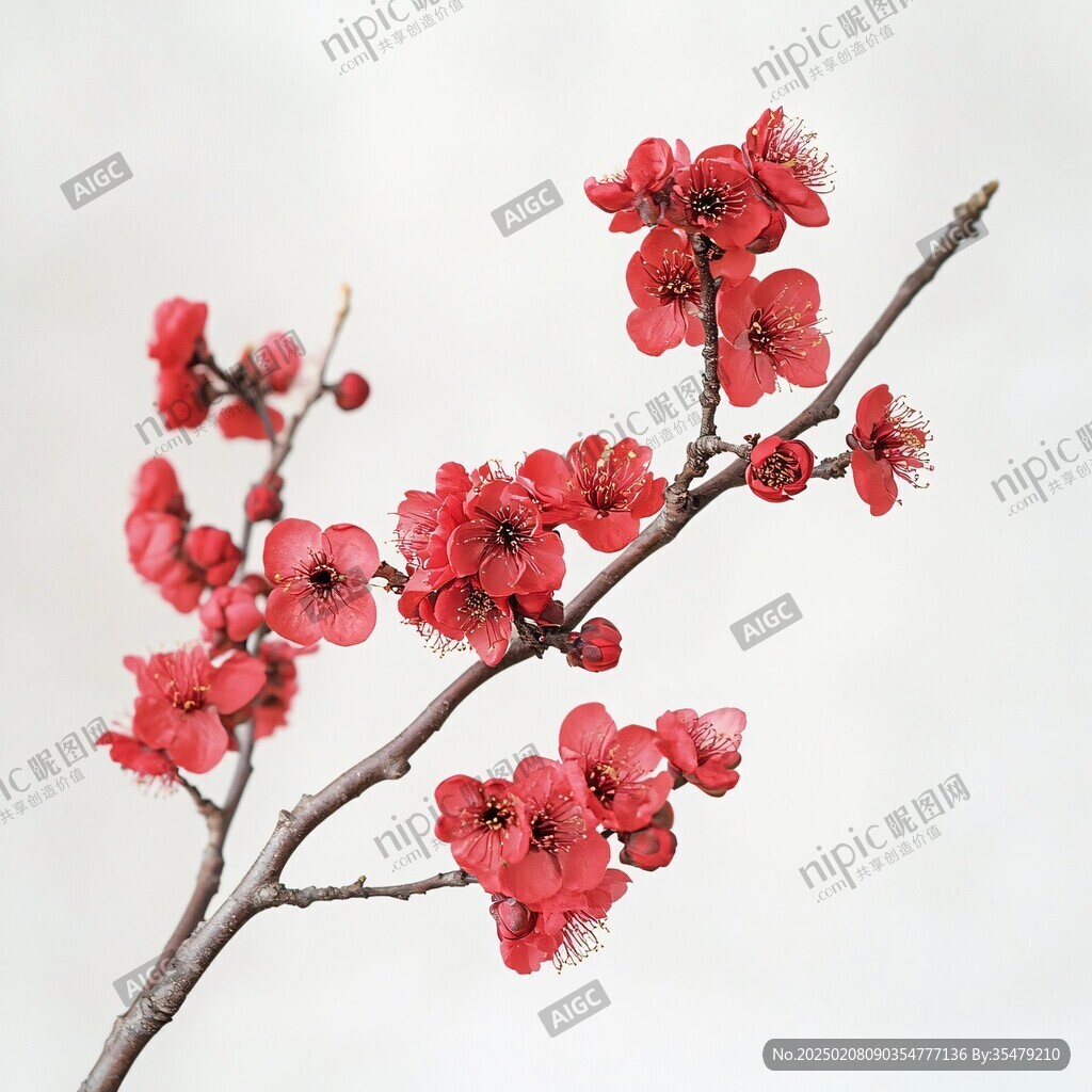 一枝朱砂梅