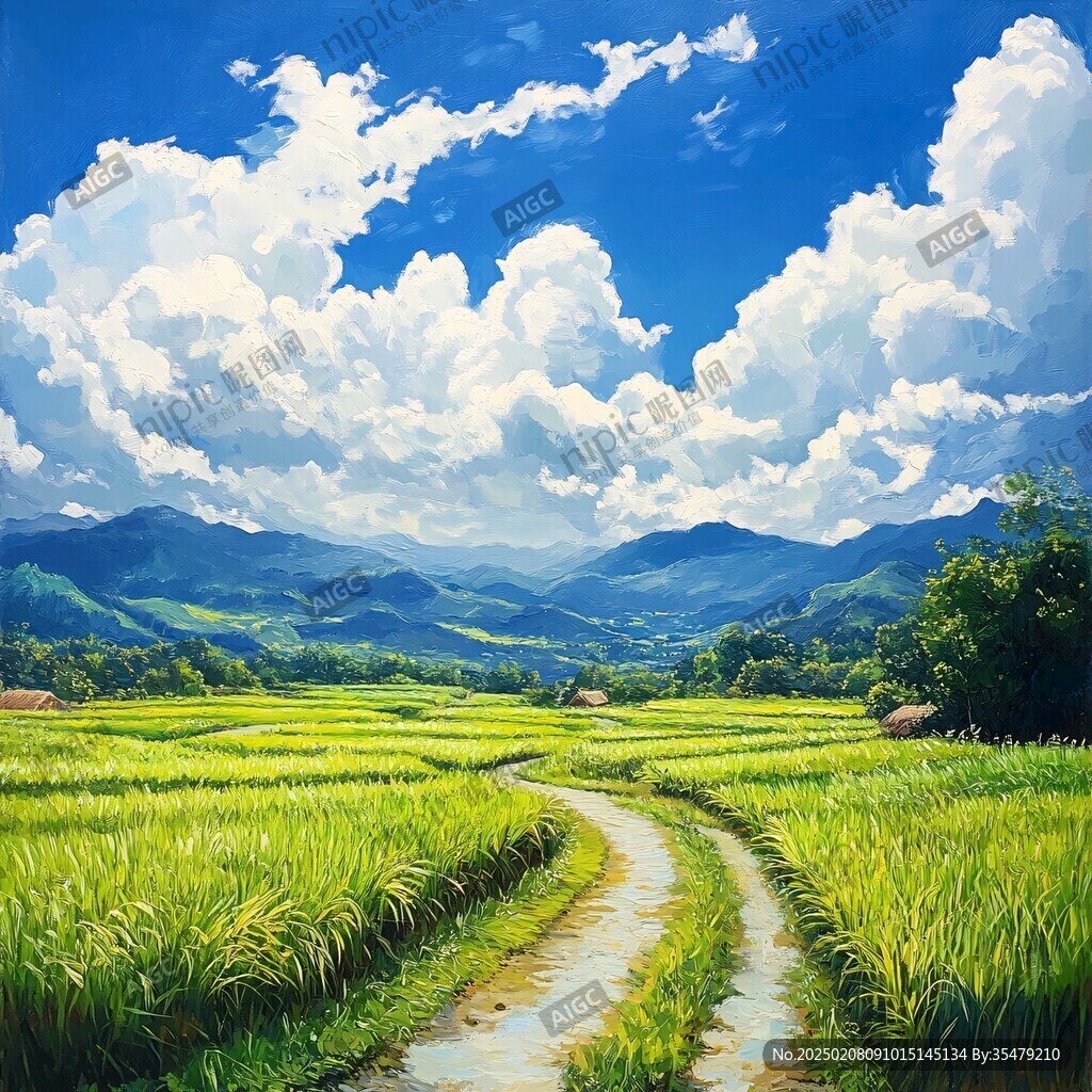 水稻田油畫(huà)