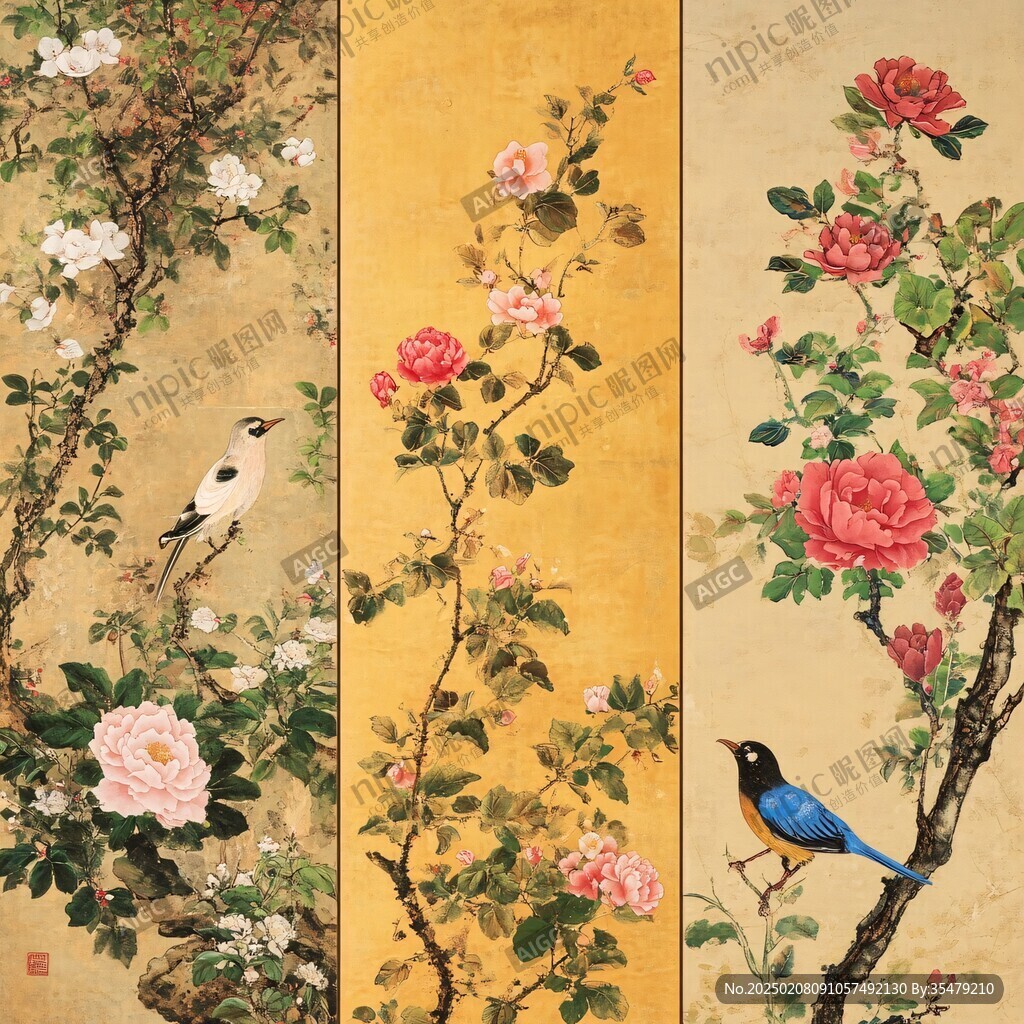 四季花鳥紋春夏秋冬