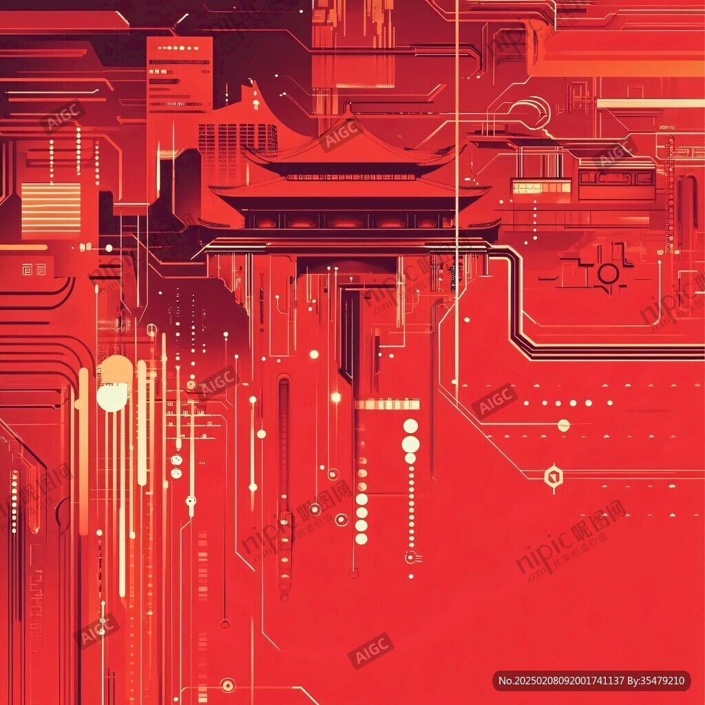 科技感紅底