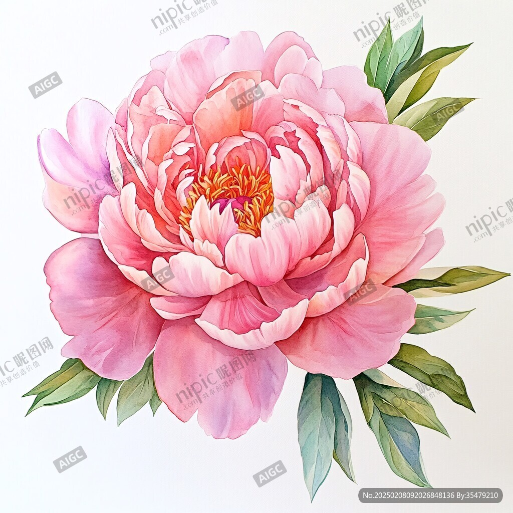 手繪立體牡丹花卉