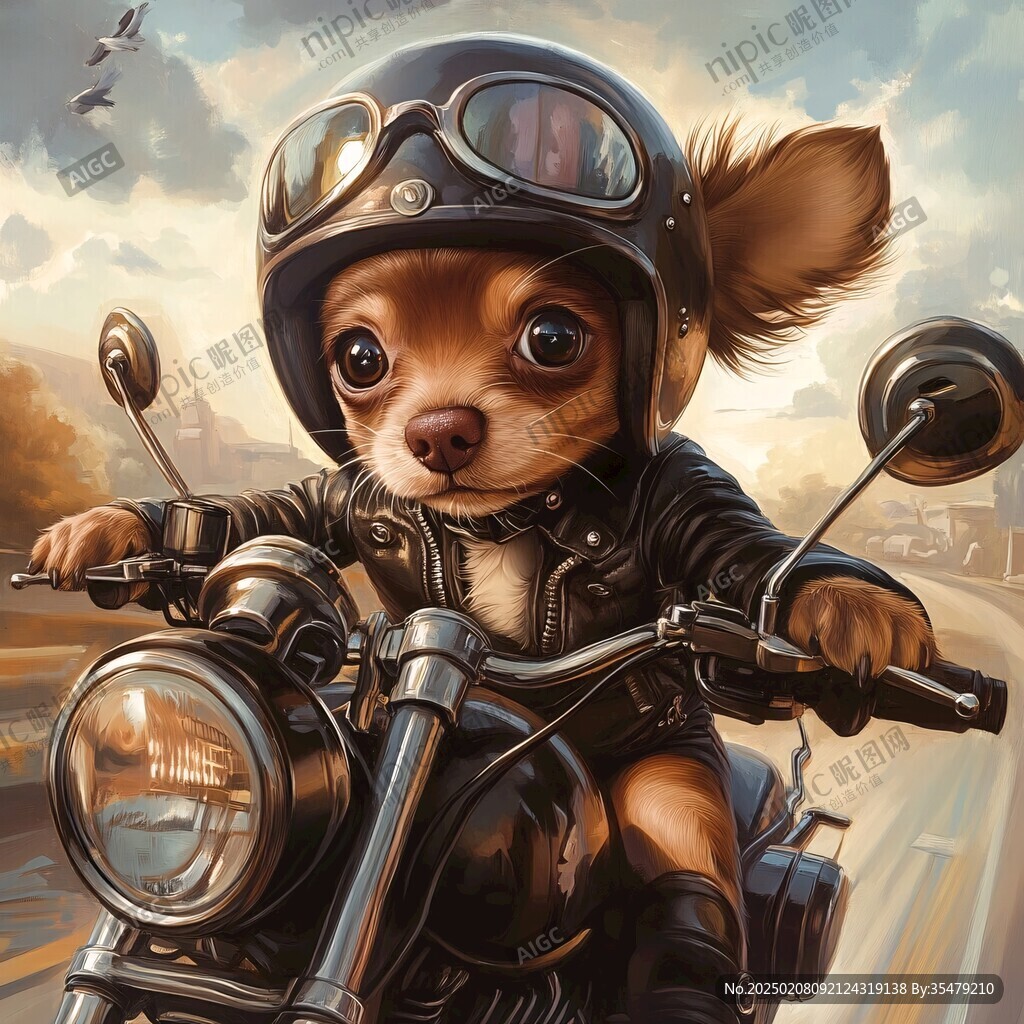 狗狗騎摩托車