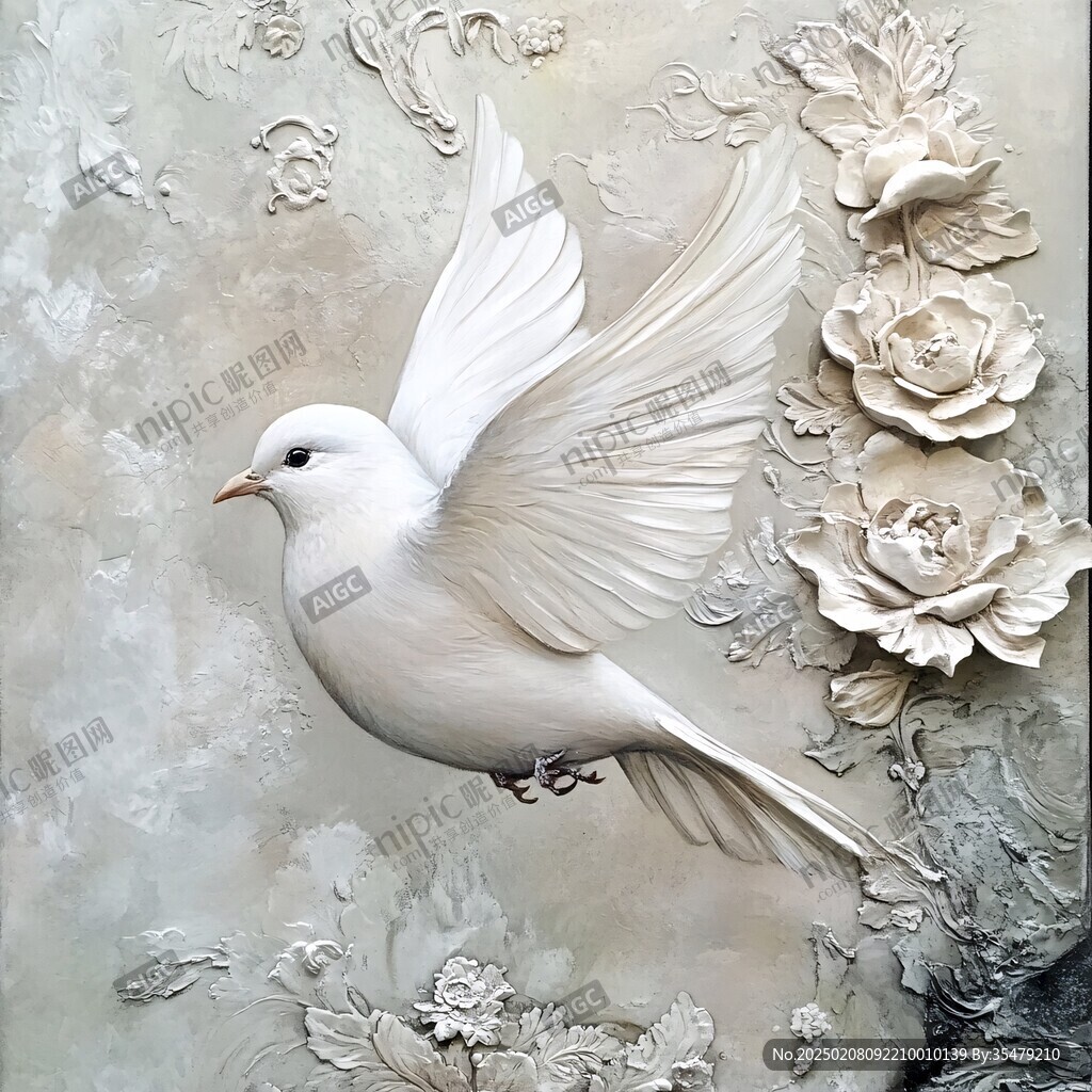 3d立體浮雕花鳥