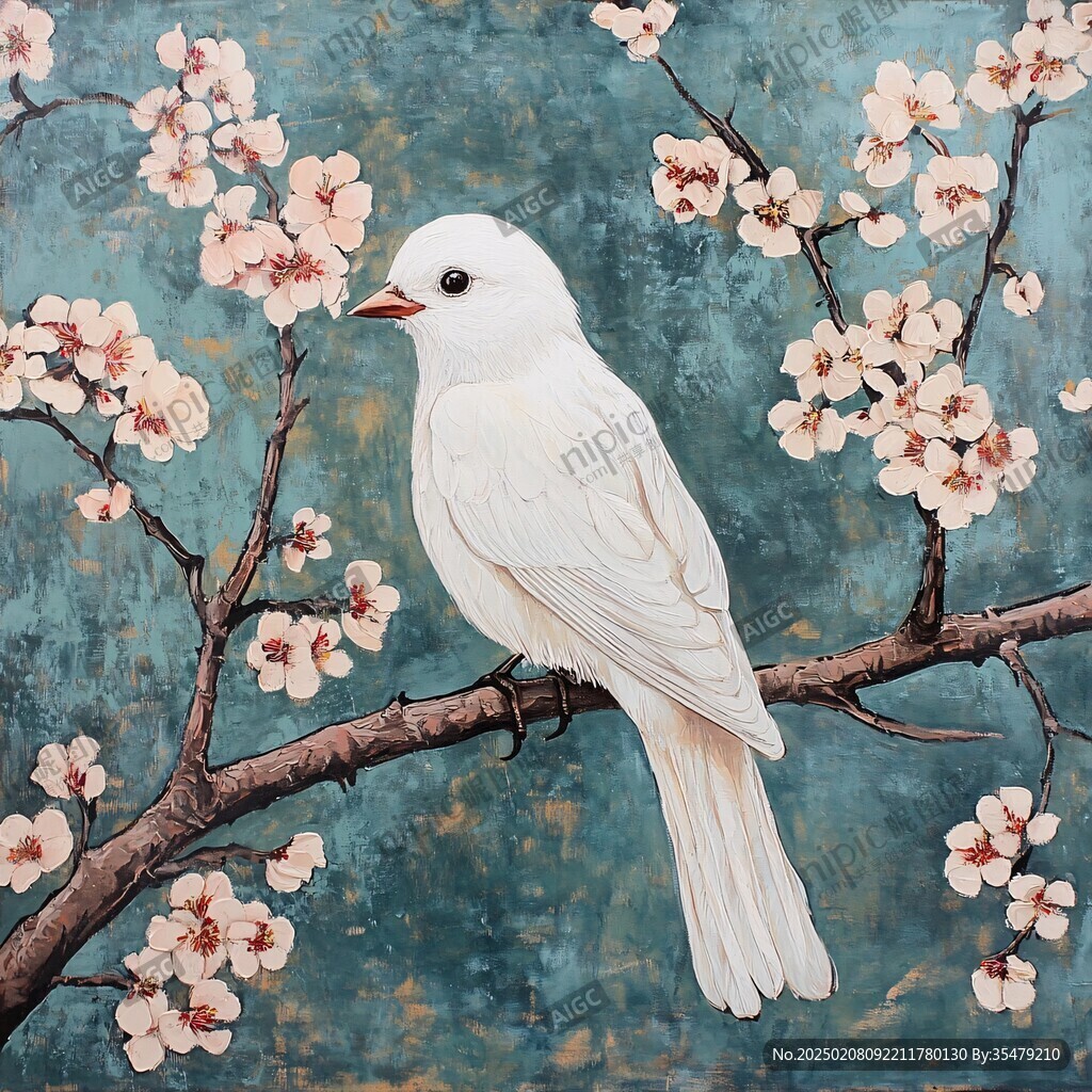 白梅工筆花鳥